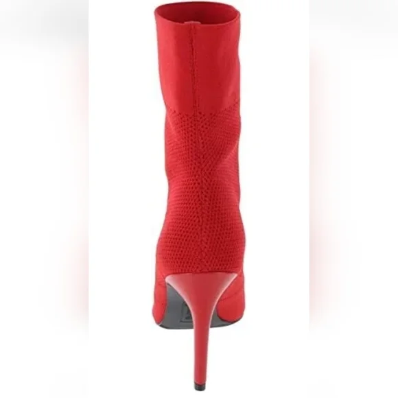 Brash Women's Xaya Red Mid-Calf Pointed Toe Stiletto Sock Boots 8 Sexy Booties - Picture 3 of 11